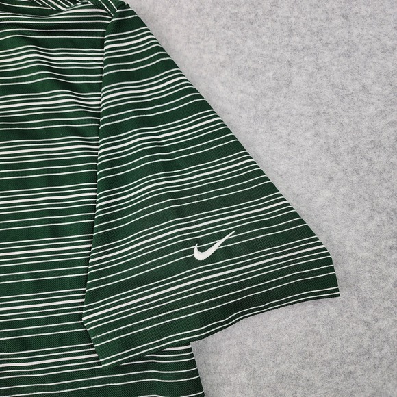 Nike Golf Dri-Fit Polo Mens Size XL Green White Striped Performance Shirt - Picture 3 of 13